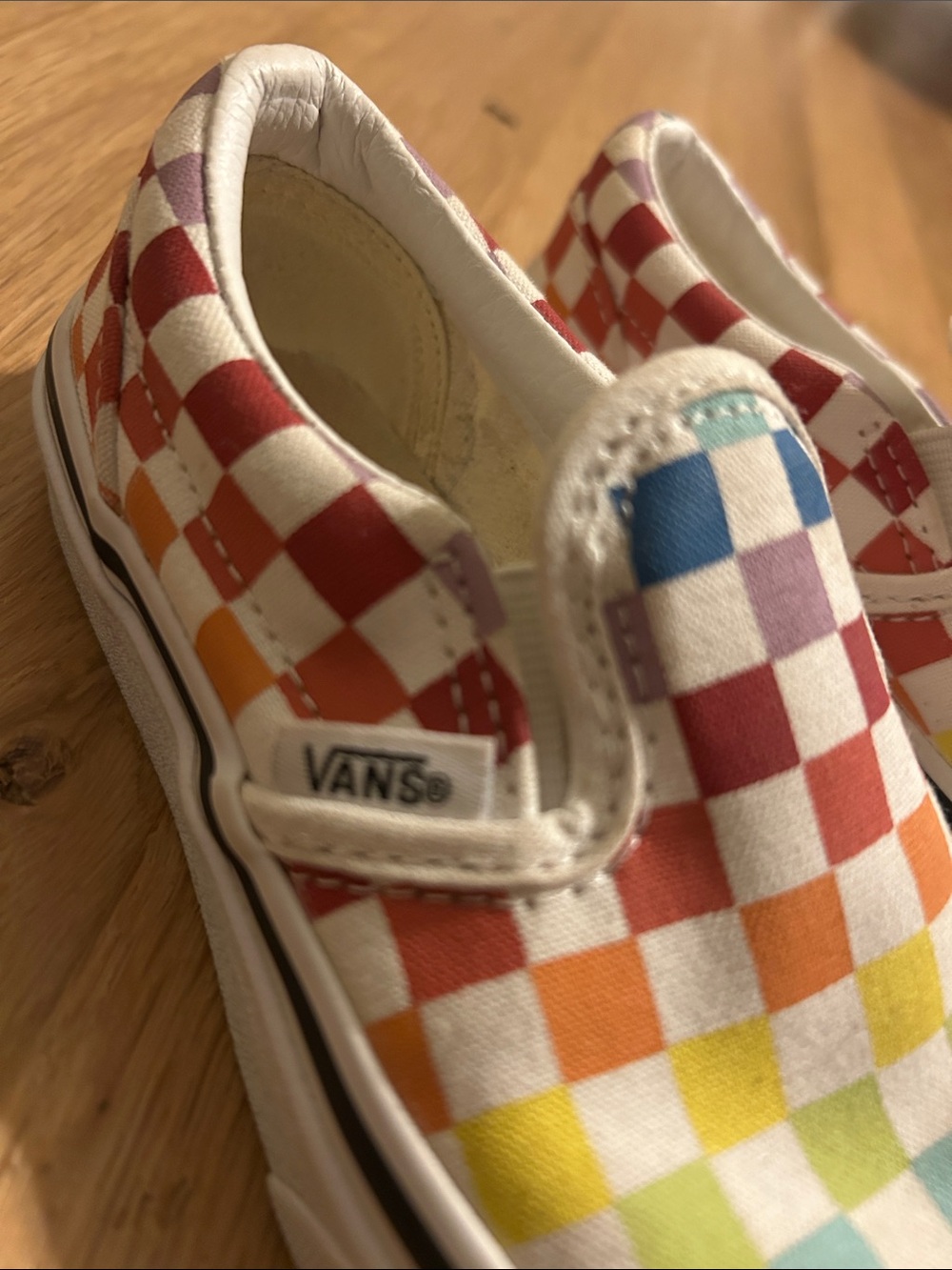 Vans Kids Slip-On Checkerboard Sneakers - Rainbow Multicolor - Picture 2 of 9